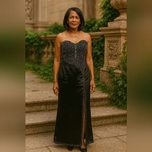 Sophisticated Strapless Black Gown